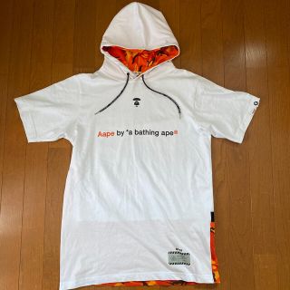 アベイシングエイプ(A BATHING APE)のAAPE 半袖　パーカー　ホワイト　ア　ベイシング　エイプ　(ベイプ)(パーカー)