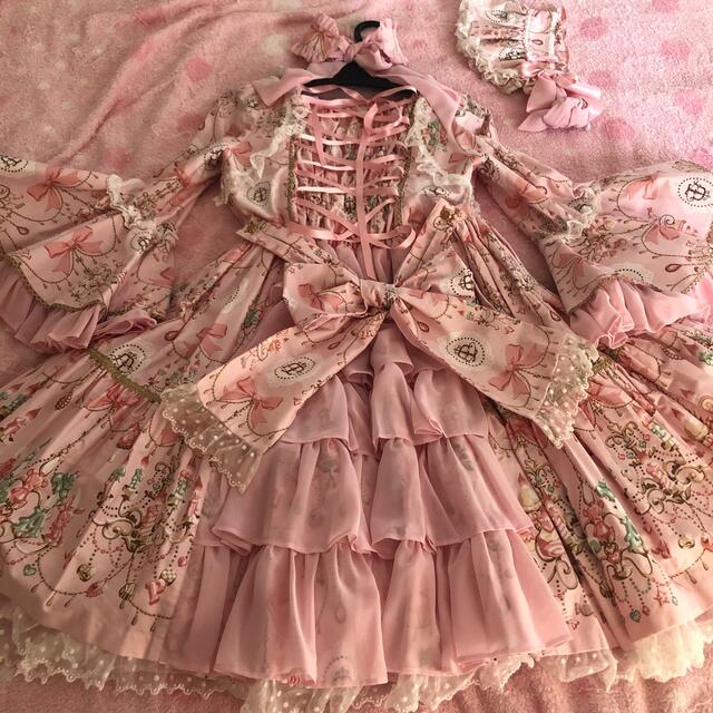 Angelic Pretty(アンジェリックプリティー)のスウィーティーシャンデリアワンピースset ピンク レディースのフォーマル/ドレス(ミディアムドレス)の商品写真