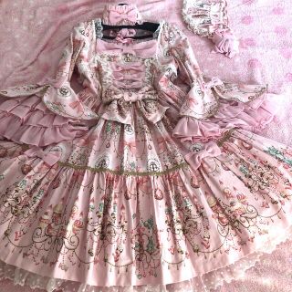 アンジェリックプリティー(Angelic Pretty)のスウィーティーシャンデリアワンピースset ピンク(ミディアムドレス)