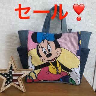 no.39 ハンドメイド　トートバッグ　ディズニー　ヴィンテージシーツ  デニム(バッグ)