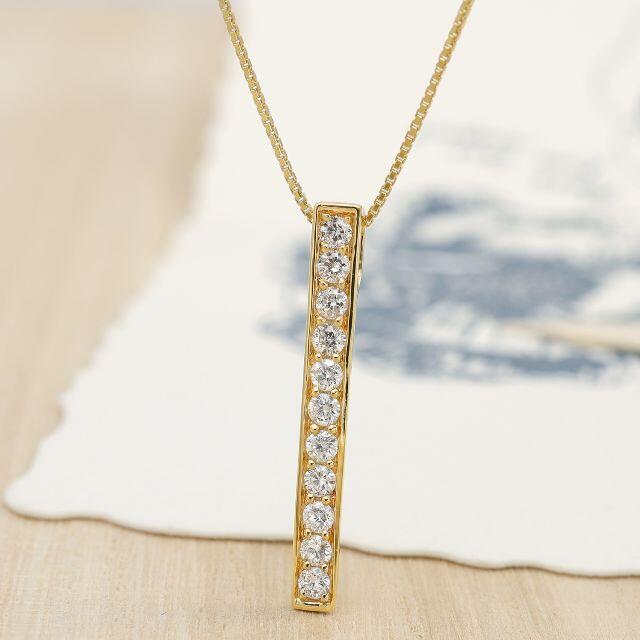 新店舗セール』 0.5ctダイヤモンドの輝きを胸元で楽しめるバータイプデザイン K18YG レディース ネットオンラインストア 