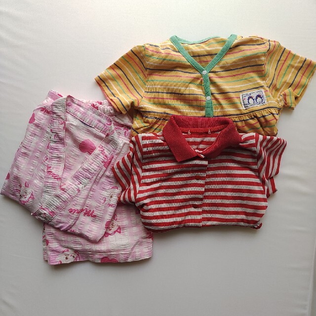 半袖ワンピース2枚と甚平 キッズ/ベビー/マタニティのキッズ服女の子用(90cm~)(甚平/浴衣)の商品写真