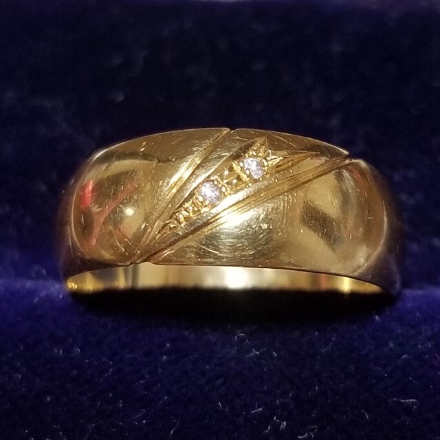 K18 18金 ダイヤモンドリング 平打ち 刻印あり！ レディースのアクセサリー(リング(指輪))の商品写真