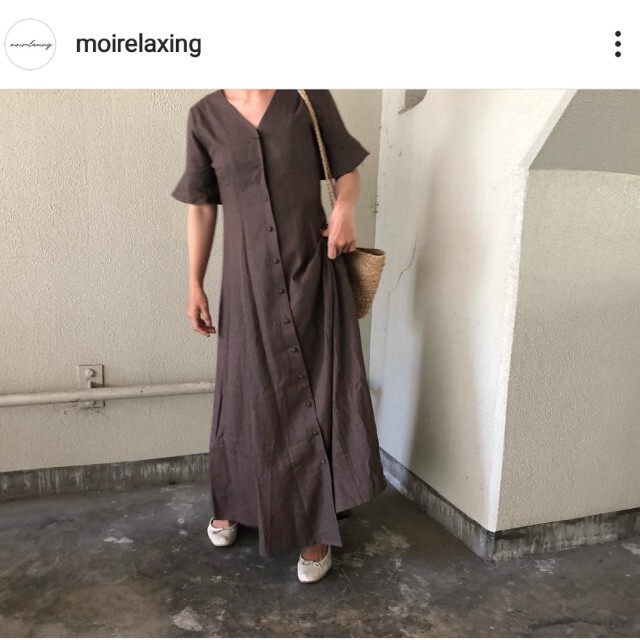 新品　moirelaxixg リネンギンガムチェックワンピース　todayful レディースのワンピース(ロングワンピース/マキシワンピース)の商品写真