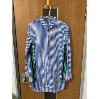 ZARA TRF ブルー　ストライプシャツ　ロングシャツ　トップス　オーバサイズ(シャツ/ブラウス(長袖/七分))