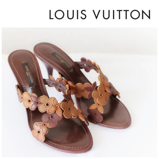 LOUIS VUITTON◆モノグラム サンダル ミュール ブラウン レザー