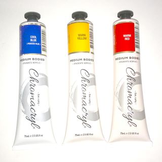 フェイスペイント　クロマクリル　75ml　3本セット　赤、黄、青(絵の具/ポスターカラー)