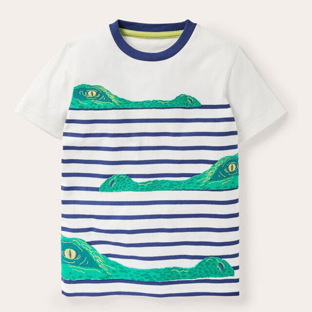 Boden(ボーデン)の【新品】Boden ブルー アップリケ ブレトンストライプ Tシャツ キッズ/ベビー/マタニティのキッズ服男の子用(90cm~)(Tシャツ/カットソー)の商品写真