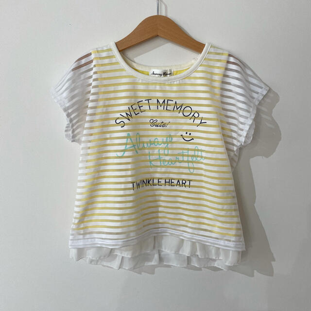 半袖Tシャツ シースルートップス　裾フリルトップス キッズ/ベビー/マタニティのキッズ服女の子用(90cm~)(Tシャツ/カットソー)の商品写真