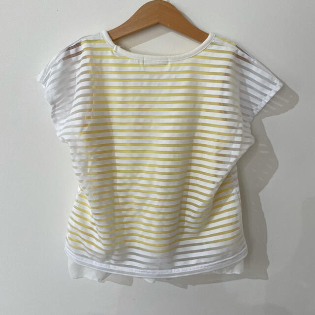 半袖Tシャツ シースルートップス　裾フリルトップス キッズ/ベビー/マタニティのキッズ服女の子用(90cm~)(Tシャツ/カットソー)の商品写真