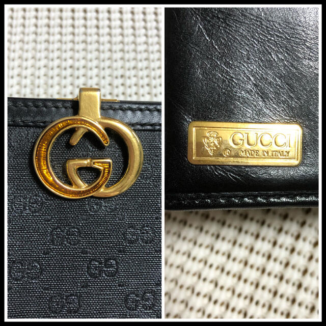 Gucci(グッチ)のGUCCI  グッチ  マイクロGG  インターロッキング  二つ折り財布 黒 レディースのファッション小物(財布)の商品写真