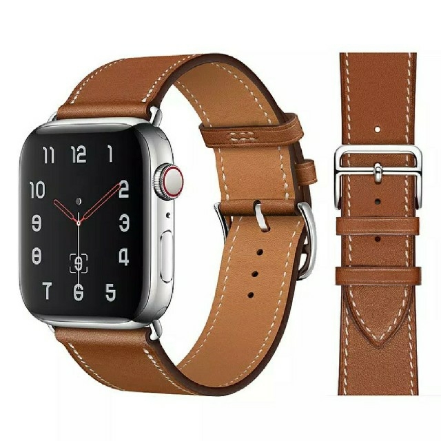 Apple Watch レザー バンド 42/44mm ブラウン メンズの時計(レザーベルト)の商品写真