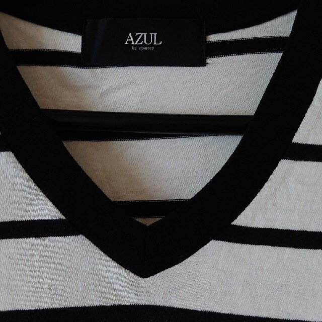 AZUL by moussy(アズールバイマウジー)の新品❣️AZUL by MOUSSY 天竺ボーダーVネック半袖T  S メンズのトップス(Tシャツ/カットソー(半袖/袖なし))の商品写真