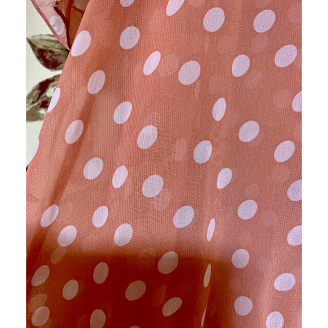 サーモンピンクのドット柄シフォンシャツ メンズのトップス(シャツ)の商品写真