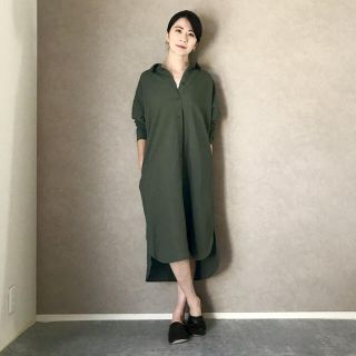 ユニクロ(UNIQLO)のUNIQLO リネンブレンドシャツワンピース　Lサイズ(ロングワンピース/マキシワンピース)