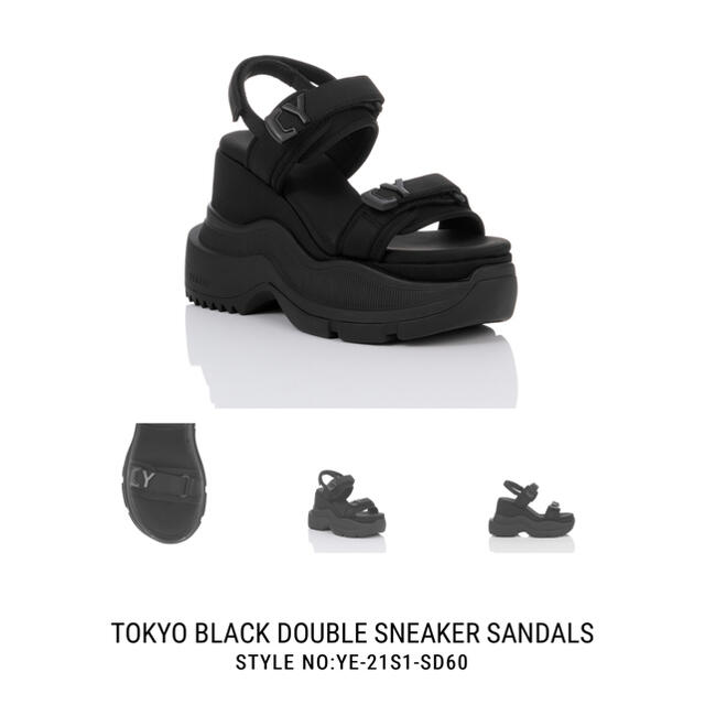 yello TOKYO BLACK DOUBLE SNEAKER SANDALSレディース