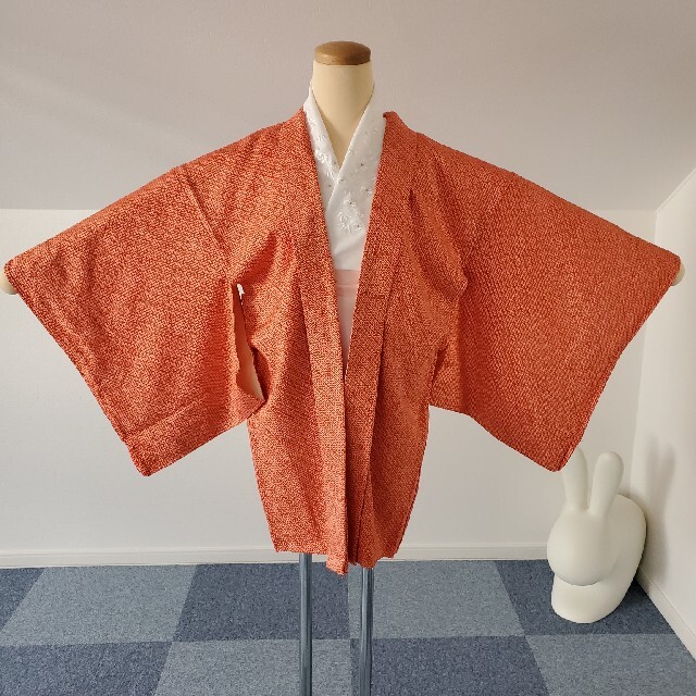 着物　大変豪華な総絞り羽織　正絹　アンティーク　大正ロマン　レッドオレンジ色 | フリマアプリ ラクマ