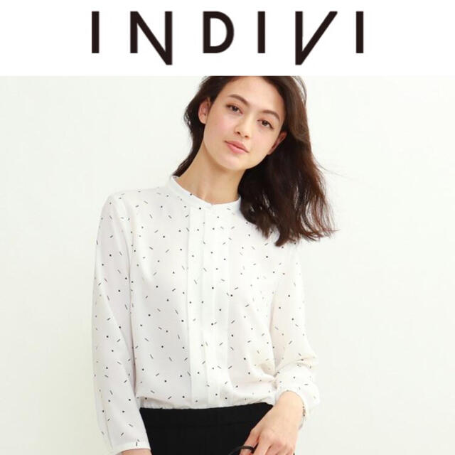 定価14,850円　INDIVI センタータックバンドカラーブラウス