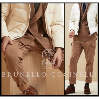 ブルネロクチネリ(BRUNELLO CUCINELLI)のけっちゃん様ブルネロクチネリスムーズフィットヘリンボーンカーゴパンツ48(ワークパンツ/カーゴパンツ)