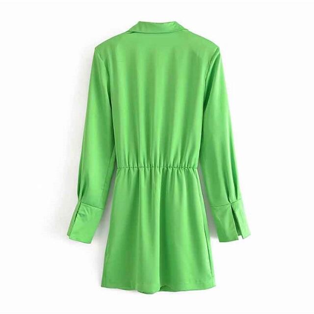 ZARA(ザラ)の💠6月新作🦋4552◆green グリーン シャツワンピース レディースのワンピース(ミニワンピース)の商品写真