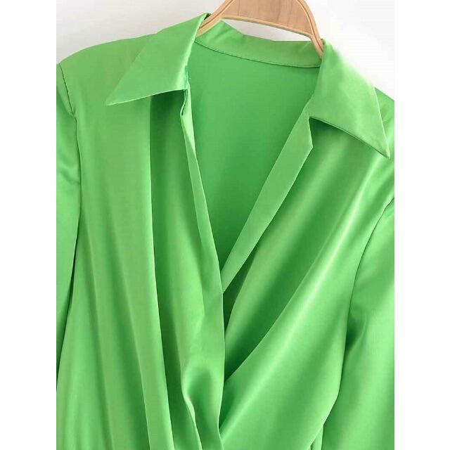 ZARA(ザラ)の💠6月新作🦋4552◆green グリーン シャツワンピース レディースのワンピース(ミニワンピース)の商品写真