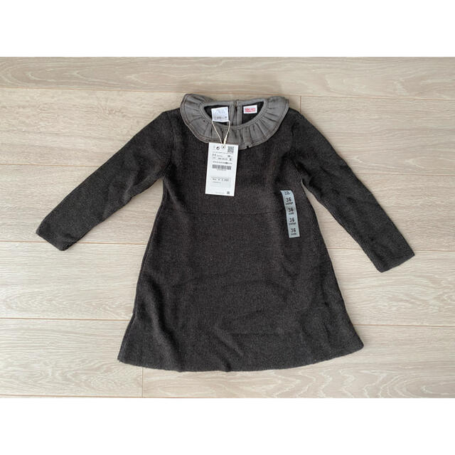 ZARA KIDS(ザラキッズ)のフリル付ニットワンピース キッズ/ベビー/マタニティのキッズ服女の子用(90cm~)(ワンピース)の商品写真