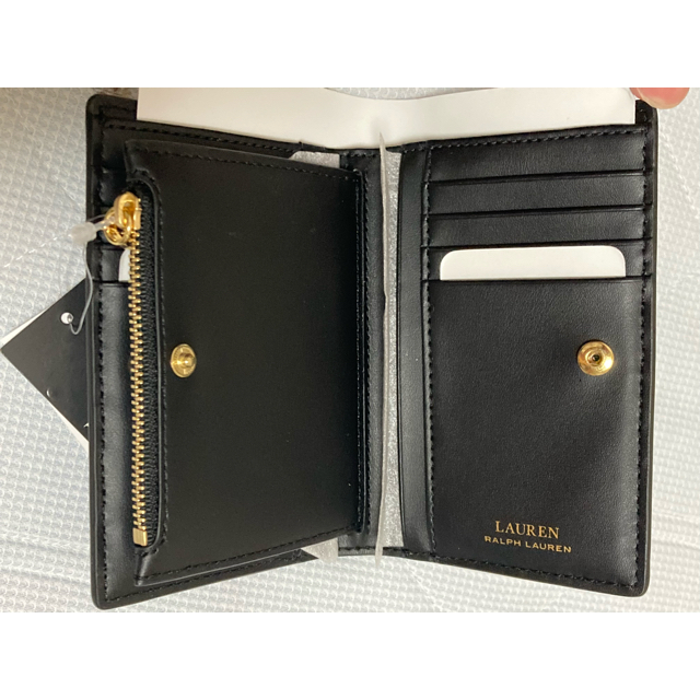 新品未使用 正規品 ポロ ラルフローレン 二つ折り財布 ジップ レザー ブラック