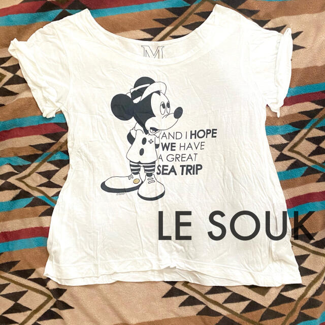 Le souk(ルスーク)のLE SOUK Mサイズ ミッキーTシャツ Disney ルスーク 白T  レディースのトップス(Tシャツ(半袖/袖なし))の商品写真