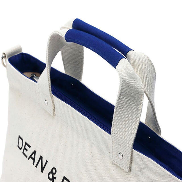 DEAN & DELUCA(ディーンアンドデルーカ)の限定　DEAN＆DELUCA キャンバストートバッグ　ブルー&ナチュラルS   レディースのバッグ(ショルダーバッグ)の商品写真