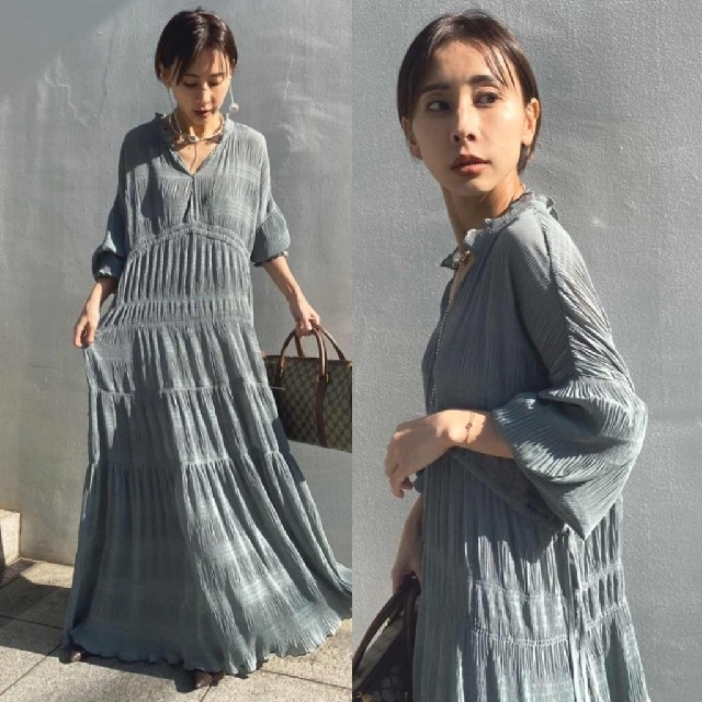 レディースAMERI vintage SHIRRING PLEATS DRESS