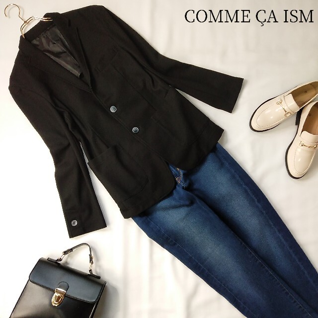 COMME CA ISM(コムサイズム)の美品 COMME SA ISM テーラードジャケット ブラック Sサイズ レディースのジャケット/アウター(テーラードジャケット)の商品写真