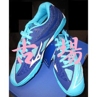 ミズノ(MIZUNO)のmizuno/ミズノ★ウエーブメダル６★ライトブルー×ホワイト×ブルー★26.0(卓球)