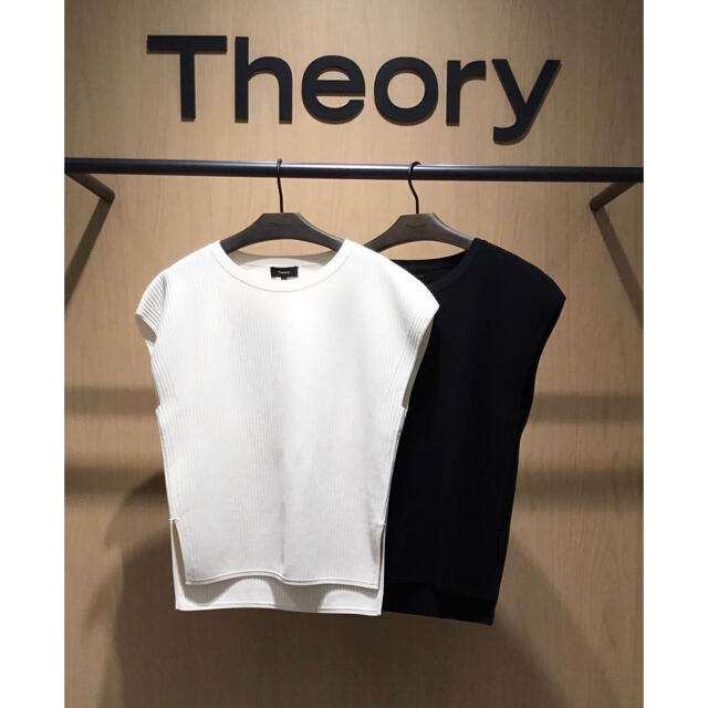 Theory 20ss フレンチスリーブプルオーバーニット ホワイト Theory - Theory 20ss フレンチスリーブプルオーバーニットの