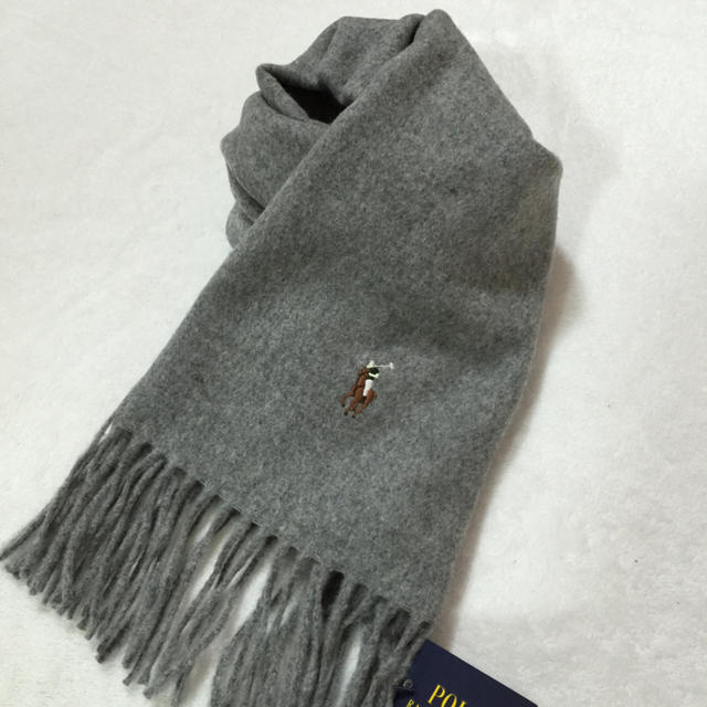 POLO RALPH LAUREN(ポロラルフローレン)の新品✨イタリア製 ウール100% マフラー / グレー メンズのファッション小物(マフラー)の商品写真