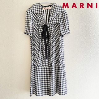 マルニ(Marni)のMARNI ギンガムチェックワンピース　半袖(ひざ丈ワンピース)