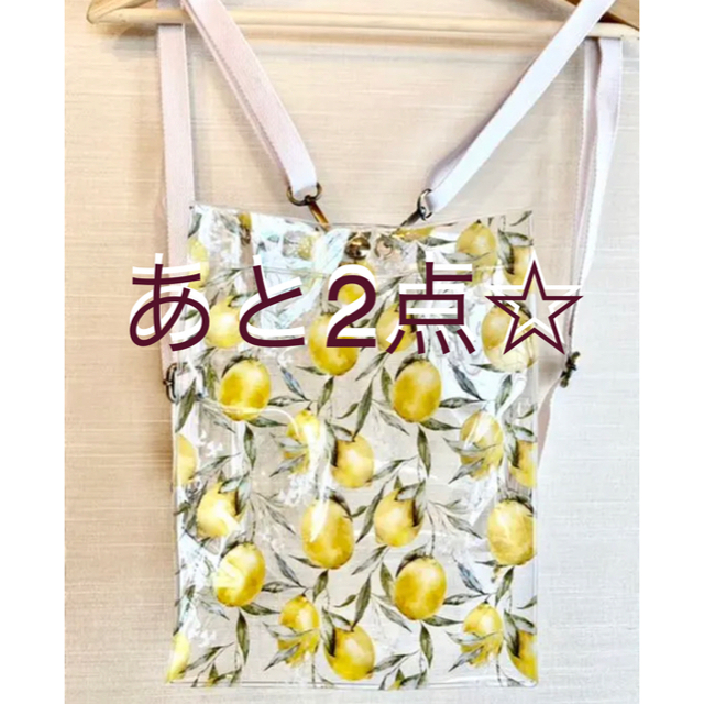 クリアリュック2way  レモン柄 ホワイト クリアバッグ レディースのバッグ(リュック/バックパック)の商品写真