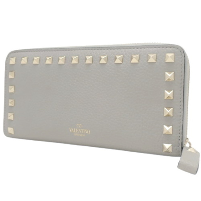 VALENTINO - ヴァレンティノ 長財布 ロックスタッズ カーフ グレー灰