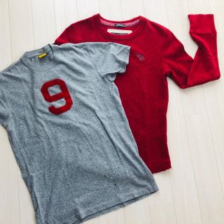 アバクロンビーアンドフィッチ(Abercrombie&Fitch)のAbercrombie &Fitch 長袖　赤　おまけTシャツ付き(Tシャツ/カットソー(七分/長袖))