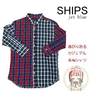 シップスジェットブルー(SHIPS JET BLUE)のシップス ジェットブルー クレイジーチェックシャツ　USA製(シャツ)