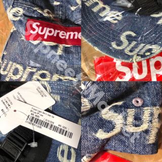 送込!! Supreme FrayedLogosデニム キャップ青