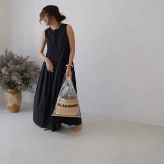 ARGUE SILKY ESSENTIAL PLEATS DRESS/BLACK(ロングワンピース/マキシワンピース)