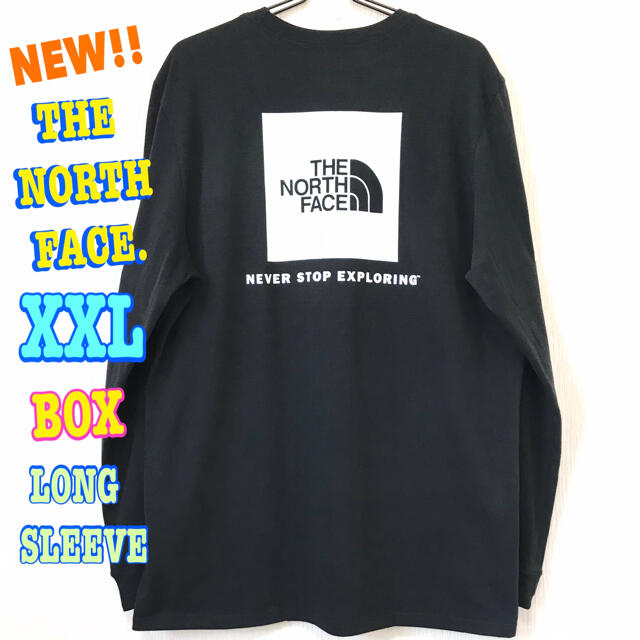 THE NORTH FACE(ザノースフェイス)の結構ビッグサイズ  新品 ノースフェイス BOX ロンT 黒 白 XXL 3L メンズのトップス(Tシャツ/カットソー(七分/長袖))の商品写真