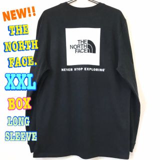 ザノースフェイス(THE NORTH FACE)の結構ビッグサイズ  新品 ノースフェイス BOX ロンT 黒 白 XXL 3L(Tシャツ/カットソー(七分/長袖))