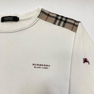 バーバリーブラックレーベル(BURBERRY BLACK LABEL)のバーバリー Tシャツ 肩ノバチェック ホワイト(Tシャツ/カットソー(半袖/袖なし))