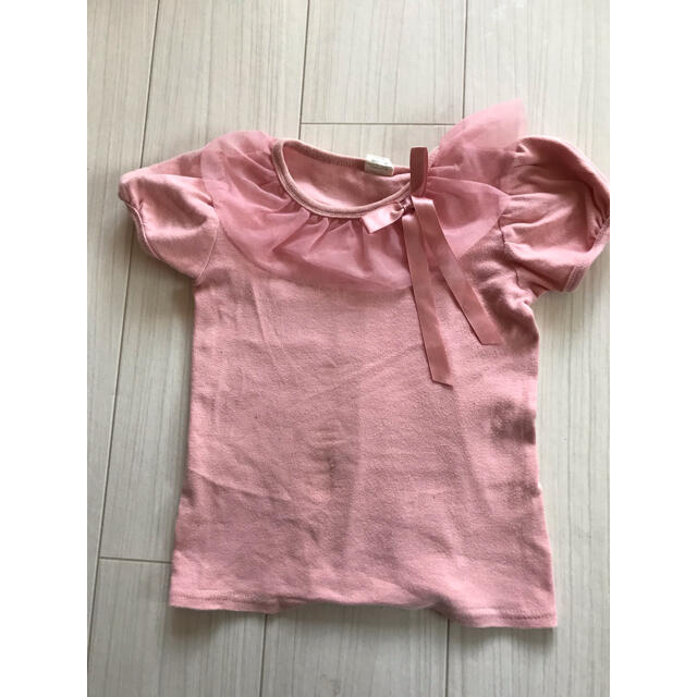 ピンク　女の子　半袖　パフスリーブ　100 110 キッズ/ベビー/マタニティのキッズ服女の子用(90cm~)(Tシャツ/カットソー)の商品写真