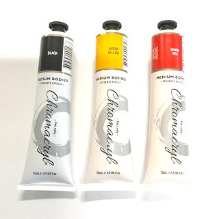 フェイスペイント　クロマクリル　75ml　3本セット　赤、黄、黒(絵の具/ポスターカラー)