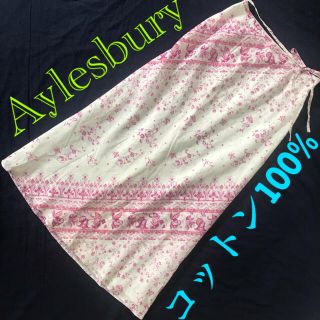 アリスバーリー(Aylesbury)のアリスバーリー ボタニカル柄　バイアスロングスカート  コットン　ホワイトピンク(ロングスカート)