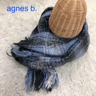 アニエスベー(agnes b.)のアニエスベー agnes b. 水色 チェック柄 ロングマフラー(マフラー/ショール)