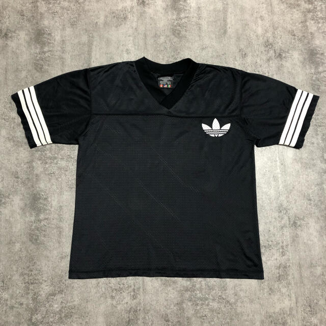 adidas(アディダス)のアディダス☆USA製ビッグロゴ・トレフォイルロゴプリントゲームシャツ 90s メンズのトップス(Tシャツ/カットソー(半袖/袖なし))の商品写真