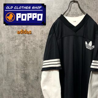 アディダス(adidas)のアディダス☆USA製ビッグロゴ・トレフォイルロゴプリントゲームシャツ 90s(Tシャツ/カットソー(半袖/袖なし))